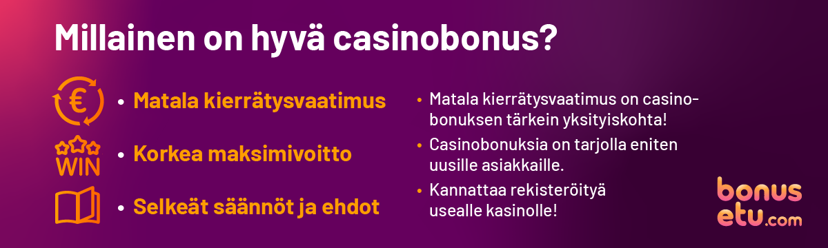 Millainen on hyvä casinobonus-bonusetu